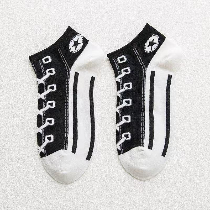 5 Pairs Women's Funny Shoe Print Socks Fashion Style Hip Hop Cute Fashion Soft Slippers And Socks