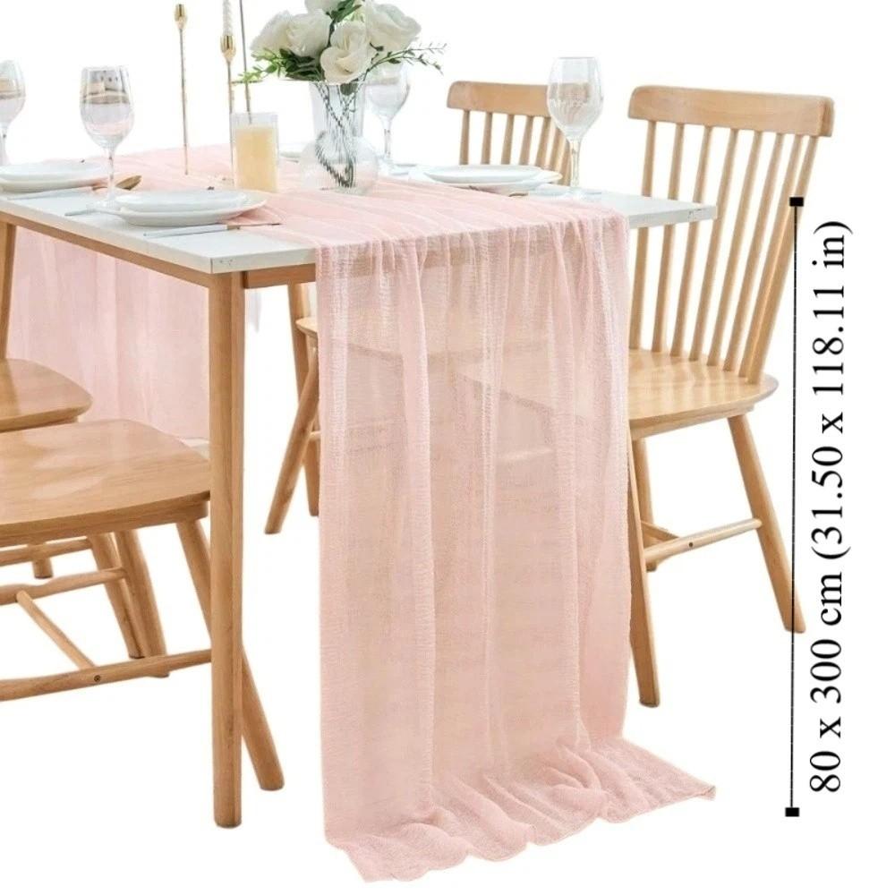 Long Vintage Table Runners Seersucker 300cm Cheesecloth Table Setting Boho Rustic Country Gauze Tablecloth Home