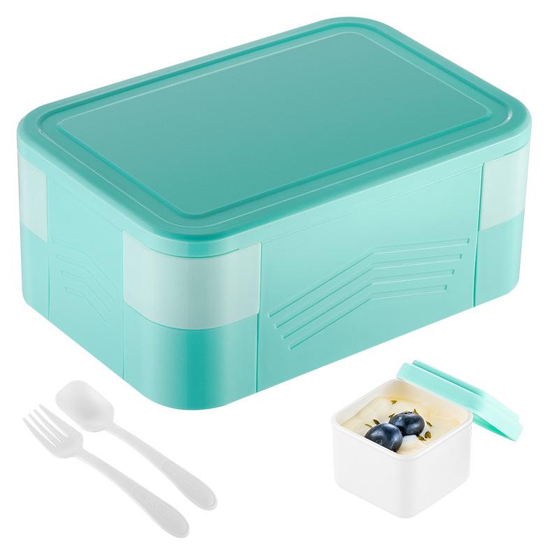 

Bento Lunch Box Adult 2 Tier Lunch Box, 6 Compartments, Plastic Adult and Youngsters s Work School Lunch Box 1550ml светло-синий