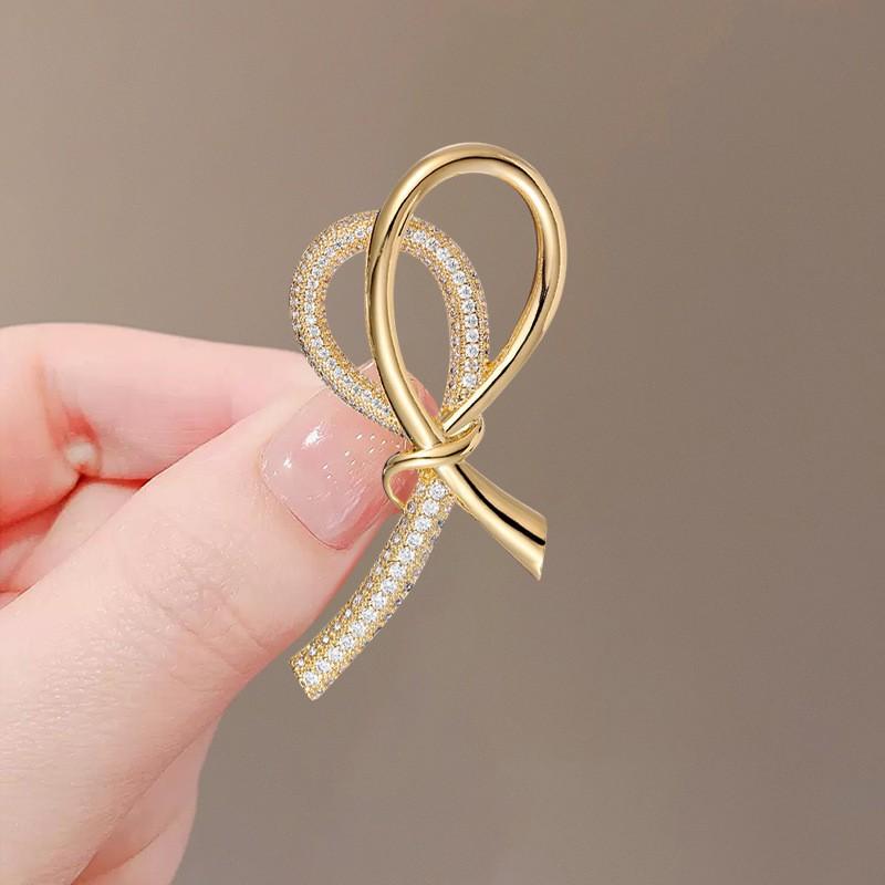 Light Luxury Bow Brooch Simple And Fashionable Personalized Corsage Women'S Pin Versatile Anti-Light Accessories