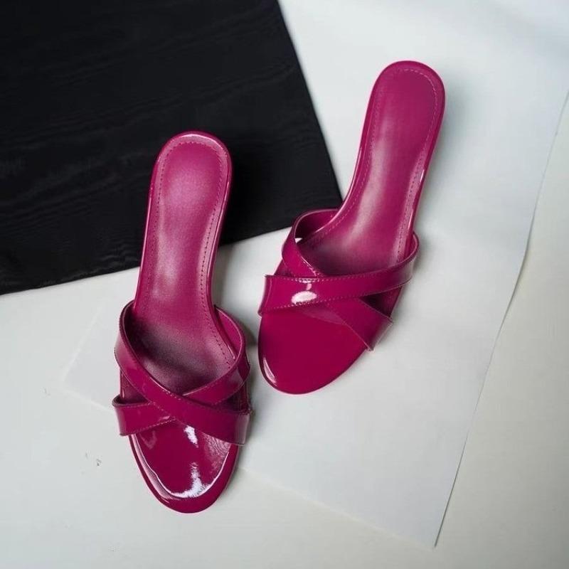 Fashion Slippers Women Summer New Versatile Fashion Outer Wear Round Toe Open Toe Crossed One Strap Non-slip High Heels
