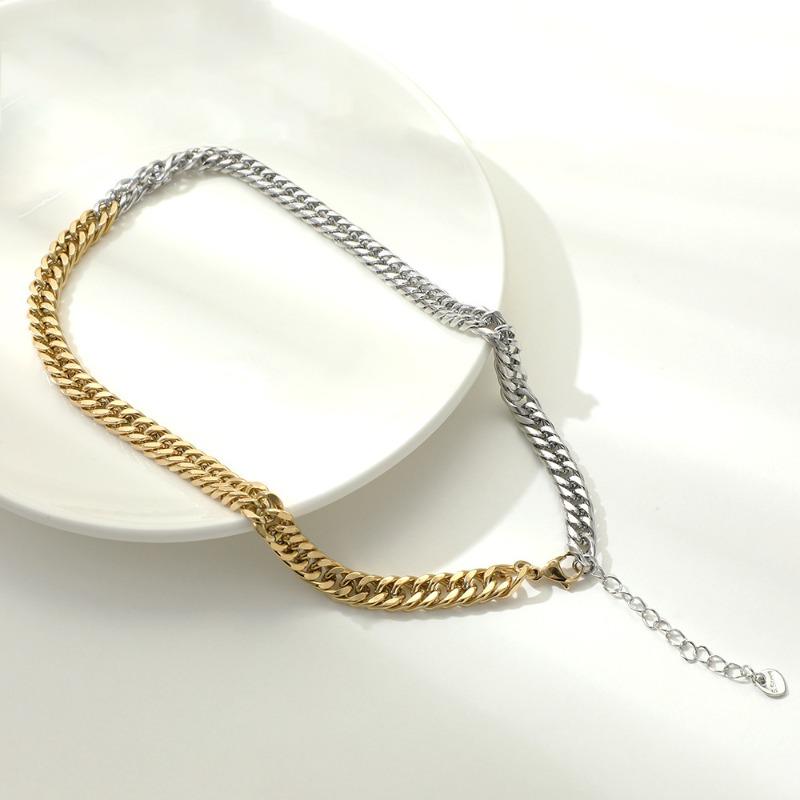 Meier New arrival hip hop punk style titanium steel necklace stylish color matching trendy cuban stainless steel clavicle chain
