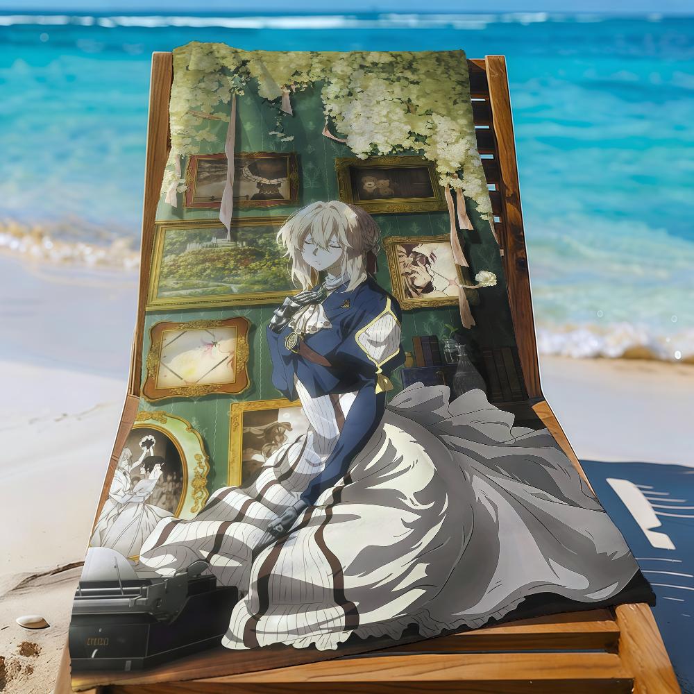 Anime V-Violet E-Evergarden Towel Sports Quick Dry Travel Camping Gear Sandproof Soft Light Large Beach Towel