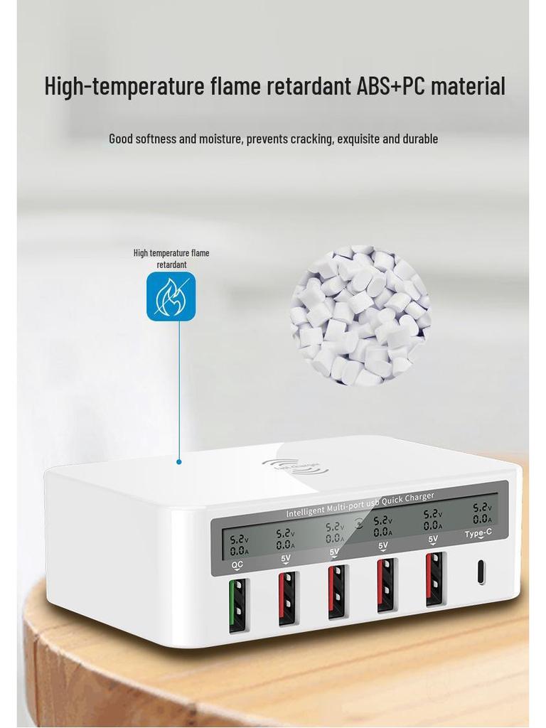 Multifunctional Fast Charging Wireless Smartphone Charger with Multi-Port USB – US & EU Standards