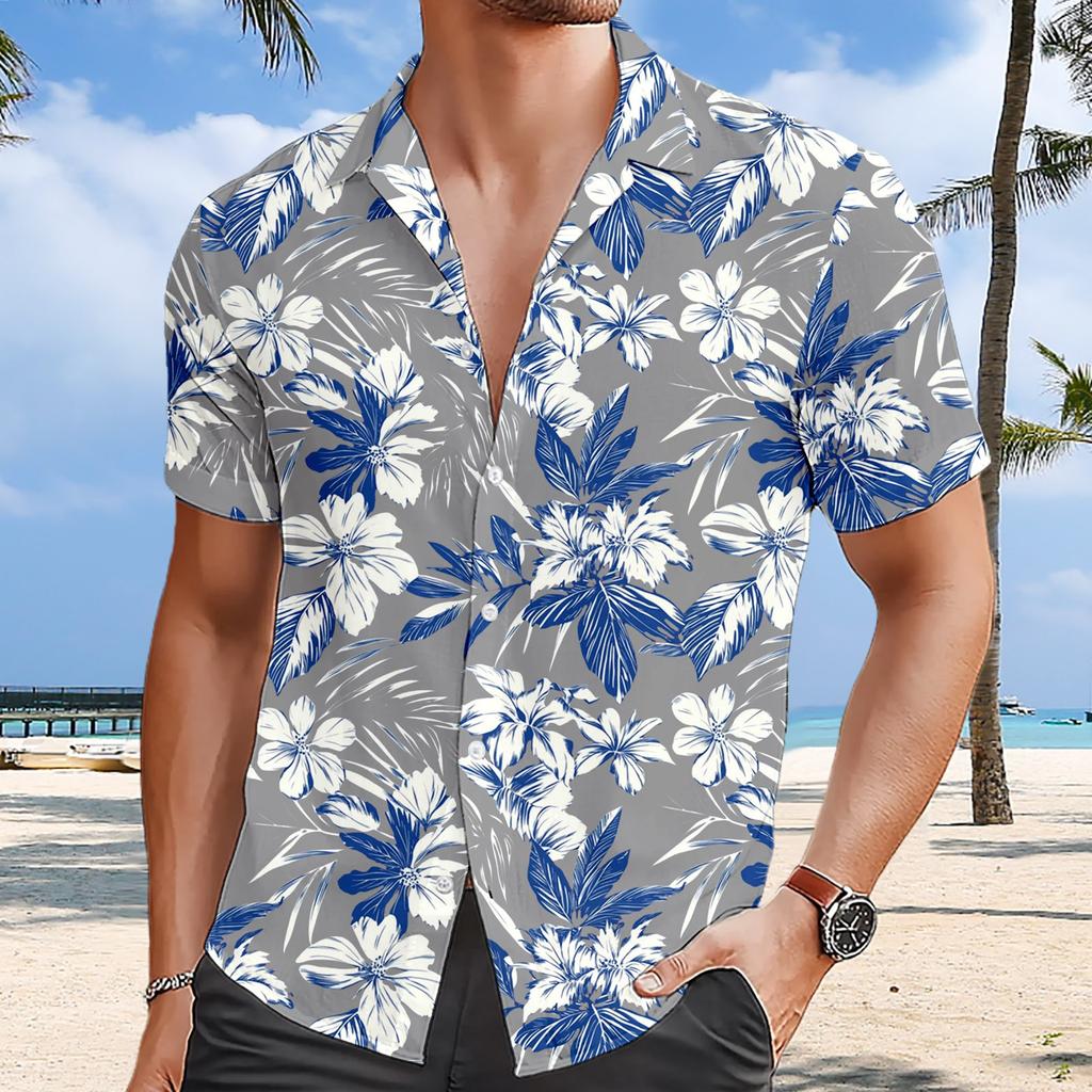 3D Floral Pattern Print Men's Short Sleeve Button Up Lapel Shirt For Summer Holiday Resort Hawaiian Style Shirt Men 2025