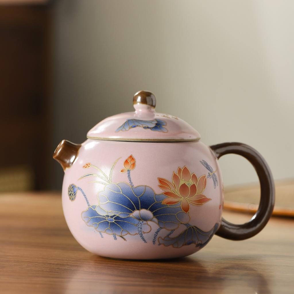Ru kiln yellow exquisite teapot cover bowl single pot high-end tea brewer household ceramic teapot tea set Xishi pot series
