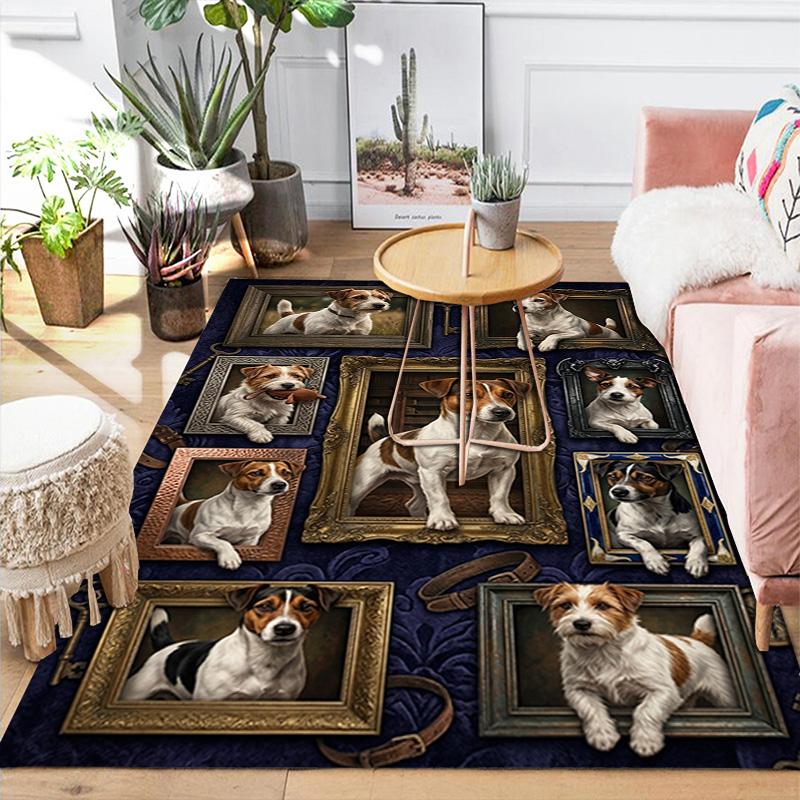 Canine Portraits Gallery Pattern Rug Floor Mat for Living Room or Bedroom Soft and Comfortable Carpet a Gift for Birthday and Holiday.