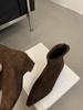 Spice Girl Wind Slope Heel 3cm Short Boots Autumn and Winter Retro Maillard Coffee Small Short Boots Fashion Martin Boots Single Boots Women