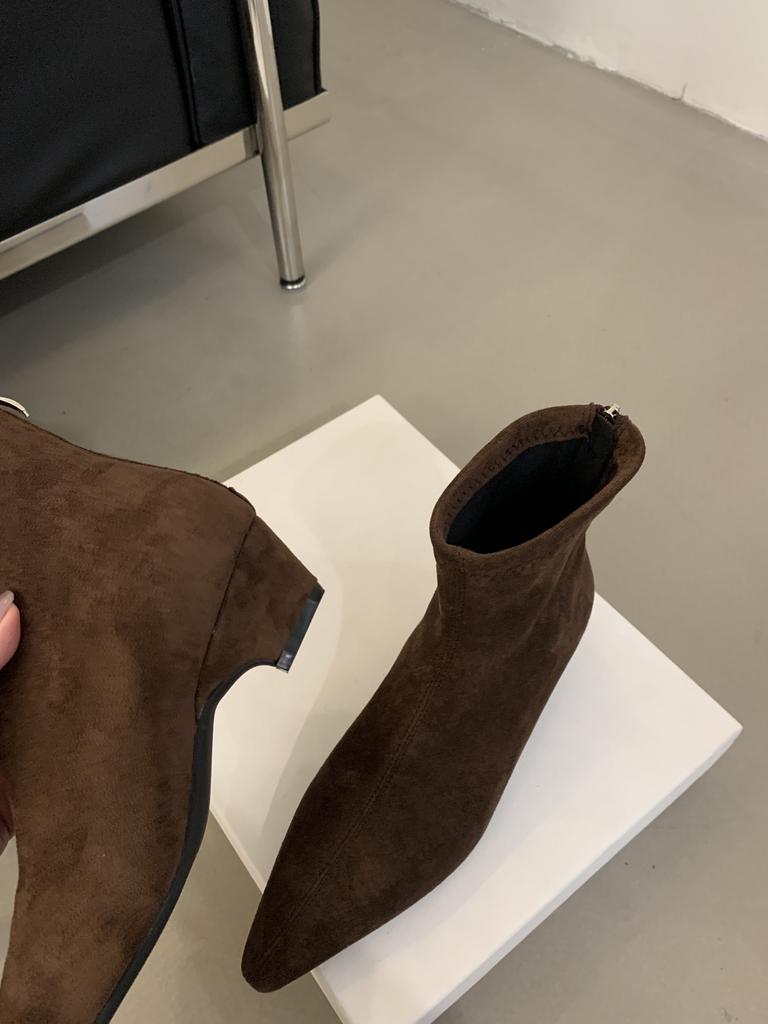 Spice Girl Wind Slope Heel 3cm Short Boots Autumn and Winter Retro Maillard Coffee Small Short Boots Fashion Martin Boots Single Boots Women