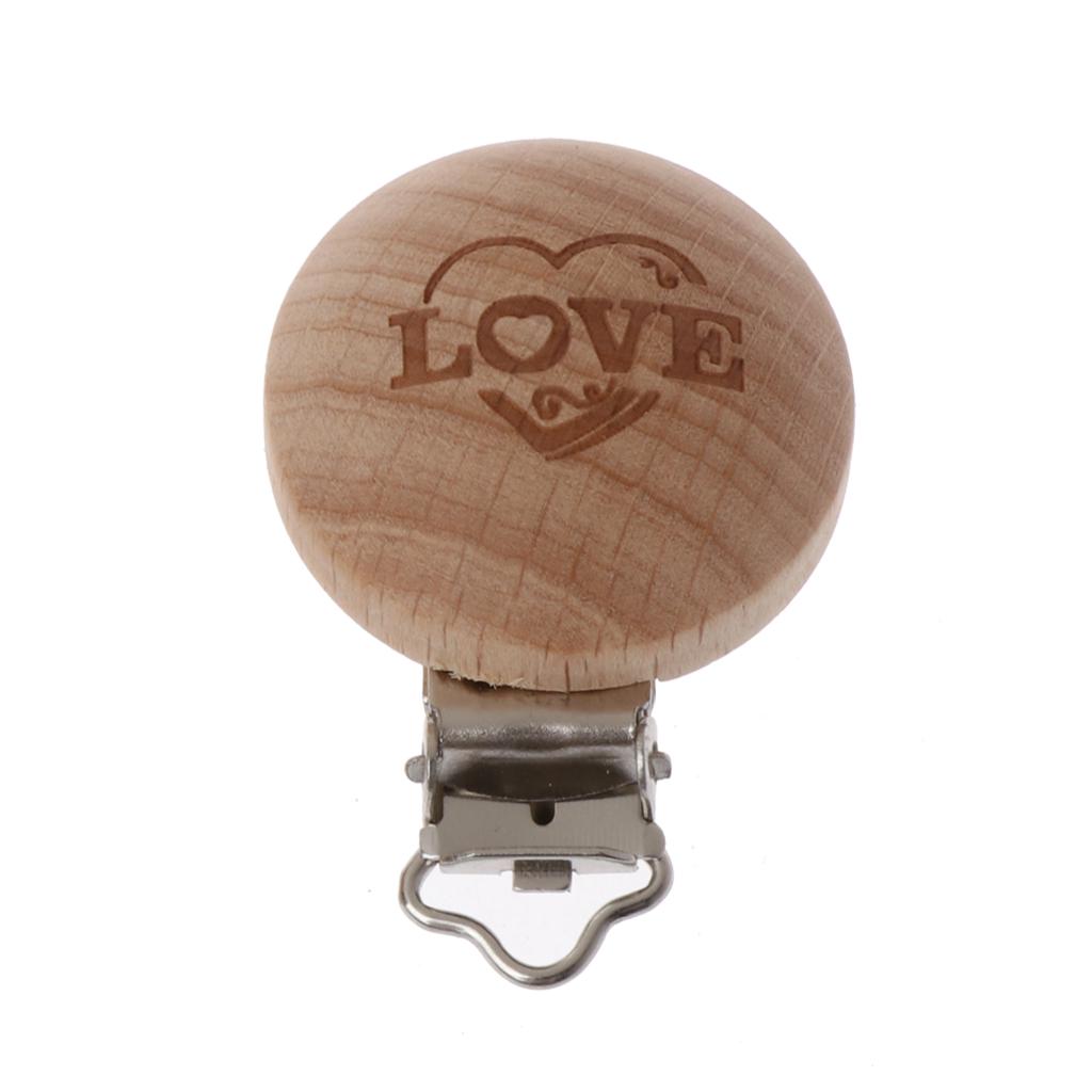 Lovely Wooden Pacifier Clip Natural Beech Wood Baby Pacifier Clips Dummy Clips