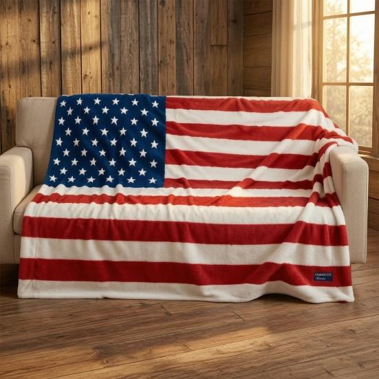 American Flag Flannel Plush Throw Stars And Blanket Soft Patriotic Blanket USA Stripes