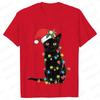 Fashion Trendy T Shirt Short Sleeve Tees for Unisex Funny Christmas Lights Cat T Shirts Female Korean Casual Streetwear Tshirt