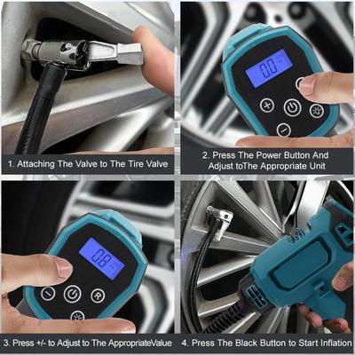 Multifunctional Cordless Portable Tire Pump 120PSI Car Air Pump Digital Display for BL1820 BL1830 BL1840 BL1850 BL1860 Tire Pump