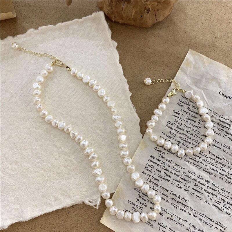 Freshwater pearl necklace, Baroque pearl necklace, Korean-style fashion necklace for women, popular among fashion bloggers and influencers, pearl