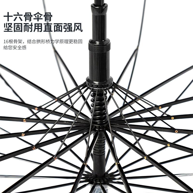16-Bone long-handled umbrella, transparent, disposable batch, thickened, increased wind resistance, reinforced, large double plastic transparent