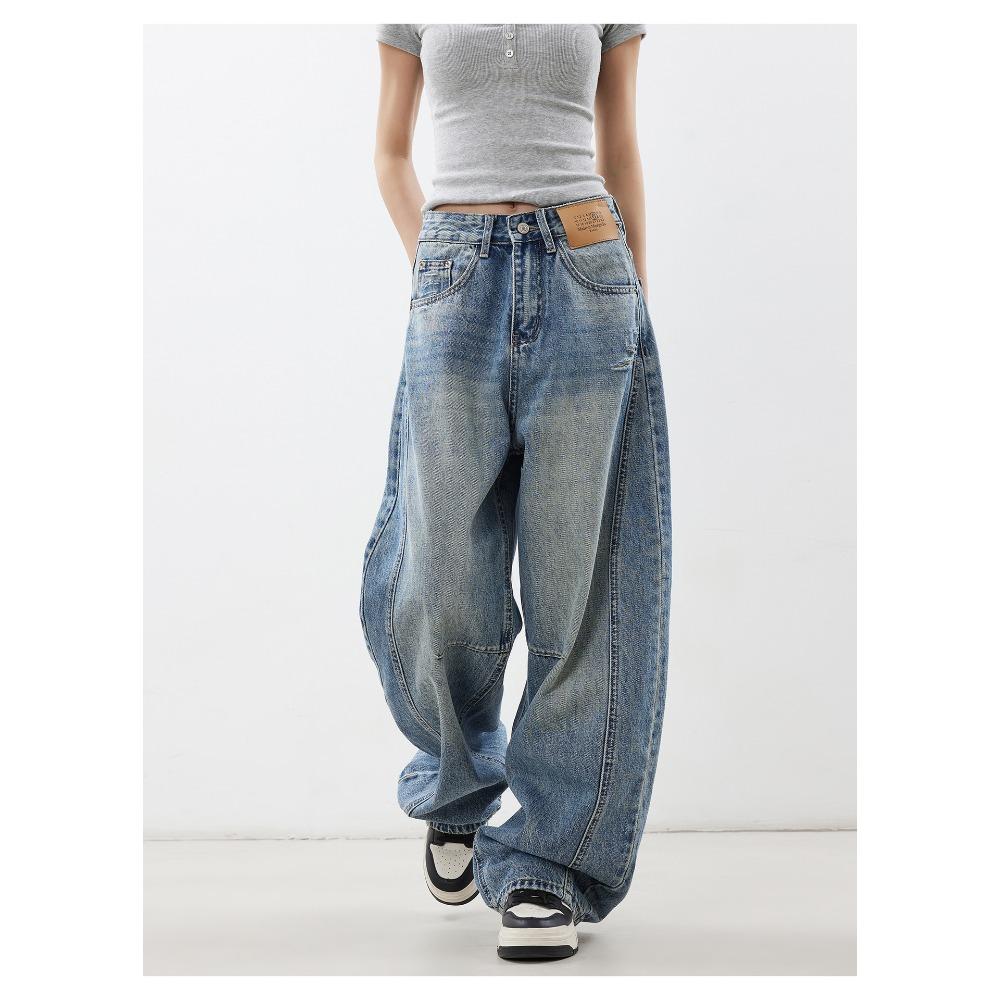 

Scimitar Jeans Women s Loose and Loose Wide Leg Pants Design Sense Mopping Long Pants Trendy Women s Vintage Wash Wide-leg Jeans Casual Pants XS