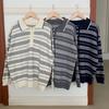 New ArrivalS Open Run Women S looSe Fit Stripe Collar Long Sleeve Knit