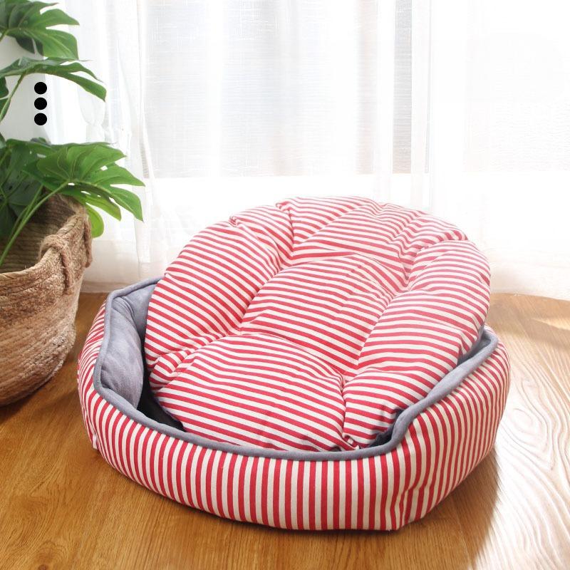 Striped Four Seasons Pet Supplies Small and Medium Dogs Dog Cat Nest All-inclusive Edge High Elastic PP Cotton Pet Nest Pad
