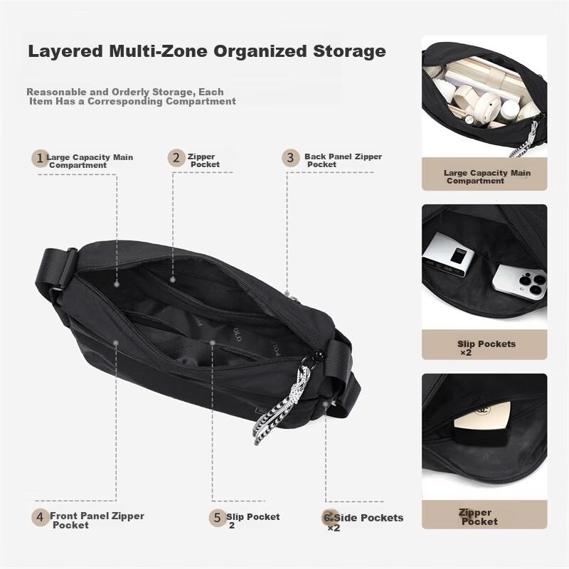 Polo Men's Lightweight Single Shoulder Crossbody Bag, Unisex Sports Sling Bag, Outdoor Cycling Bag, 12.9-inch iPad and Phone Bag