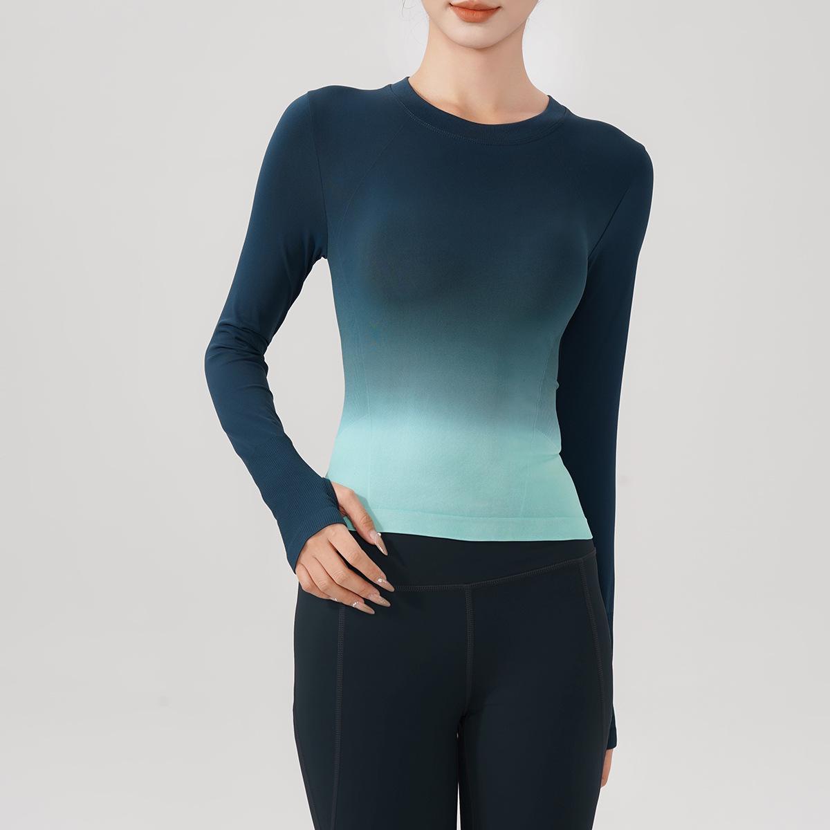 

Женский быстросохнущий топ для йоги с длинным рукавом и градиентной расцветкой Lulu для осени S (85-105 jin)