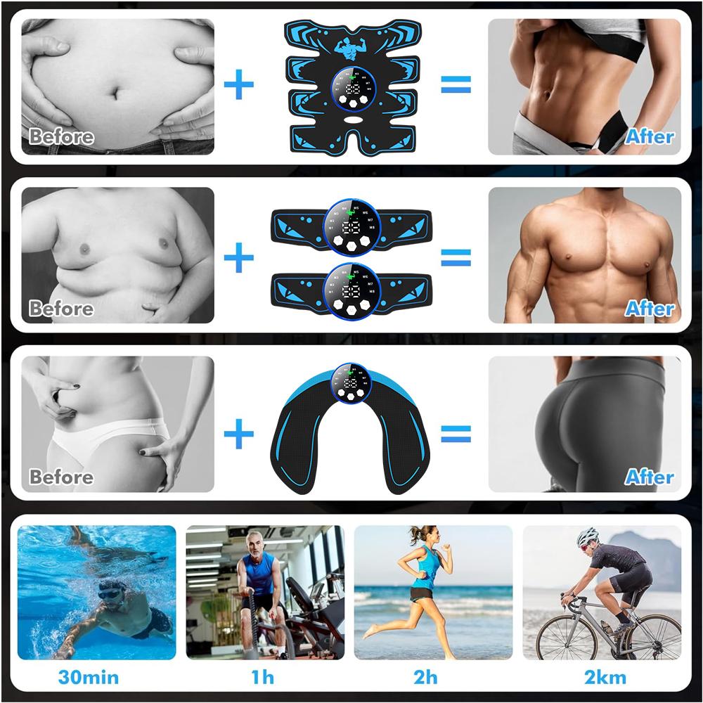 EMS patch na brzuch 8-częściowy patch na brzuch urządzenie do treningu mięśni, w pełni kompatybilne z ładowaniem USB dla całego ciała