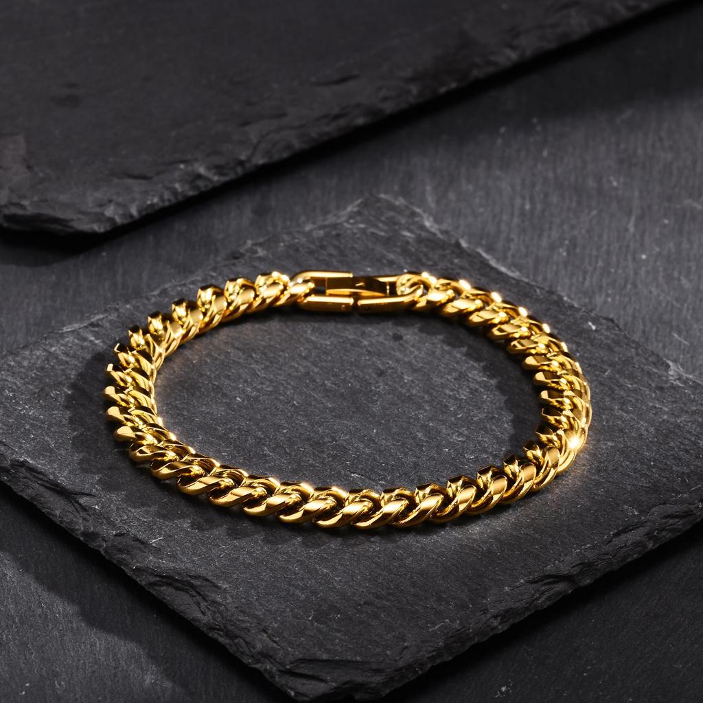 Stainless Steel Golden Silver Color Cuban Chain Bracelet Fashion Hip Hop Bracelet  Women's Jewelry Party Gift 18/20/21/22/23CM