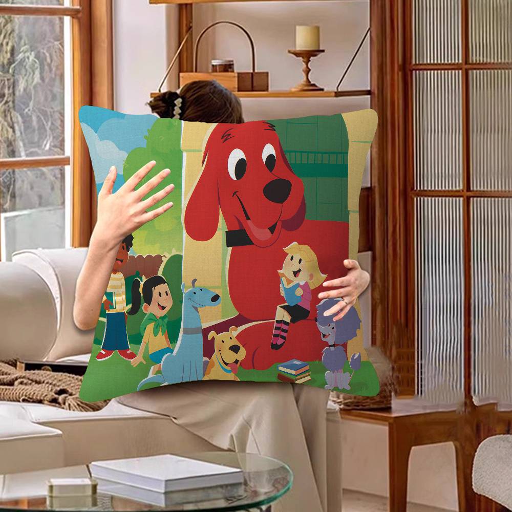 Cartoon Clifford The Big Red Dog Lucky Dragon Pillow Cover Sofa Cushion Cover Home Room Decoration Children Gift