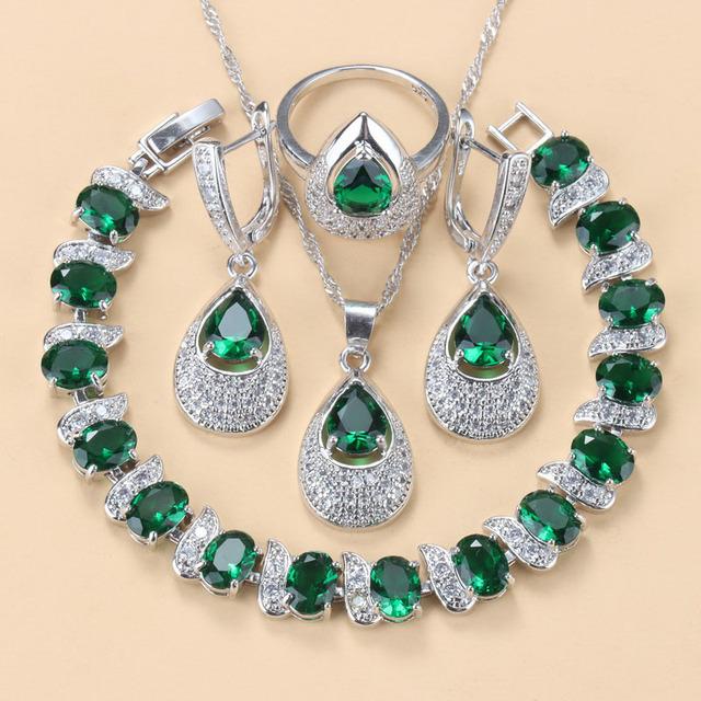 

Серьги-подвески с синим сапфиром, ожерелье и кольцо, женский комплект No.10