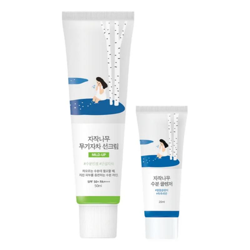 ROUND LAB Birch Juice Mild-Up Mineral Sunscreen 50ml Special Set (+ Cleanser 20ml)