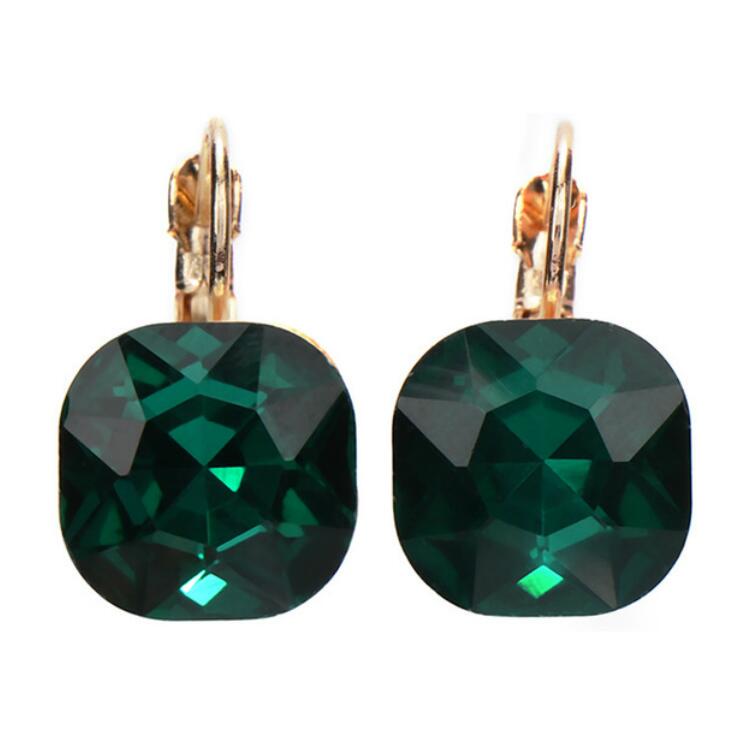 Квадратные серьги-пусеты розовые красные зеленые черные серьги для женщин свадебные украшения зелёный