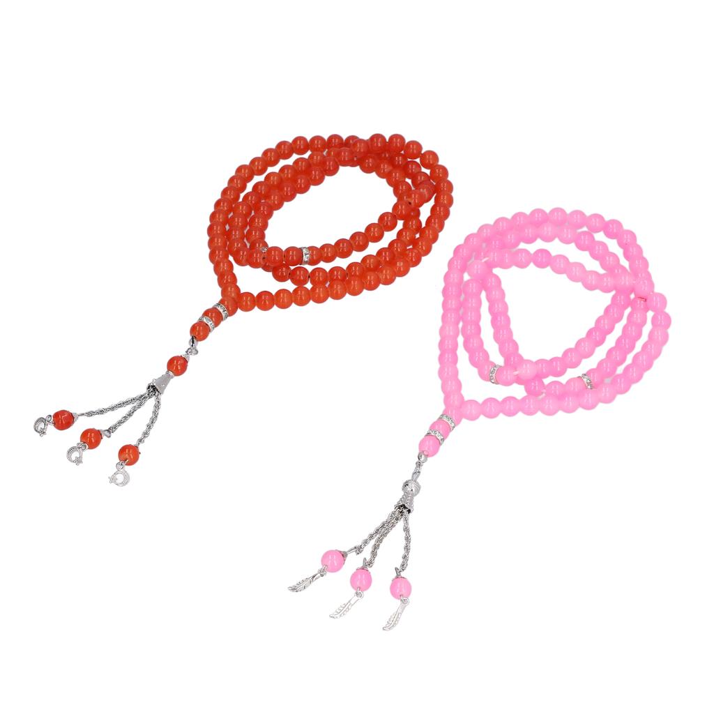 2Pcs Muslim Prayer Beads Premium Resin 99 Beads Vibrant Color Exquisite Design Glossy Muslim Rosary