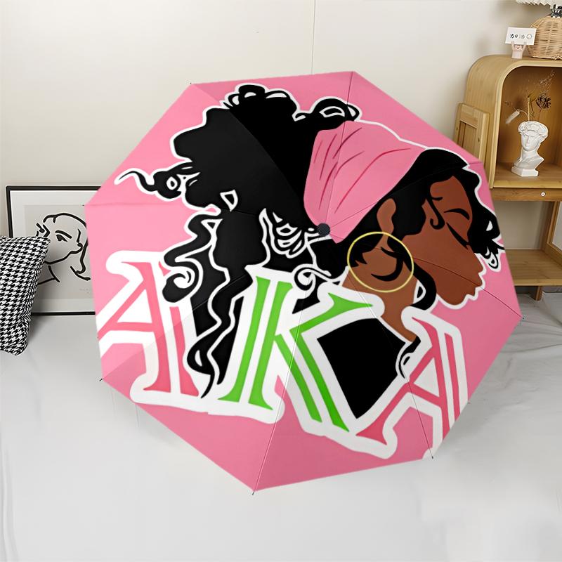 AKA logo2 Print Automatic Umbrella, 8 Rib Iron Frame, Plastic Handle, Suitable for Outdoor Travel &Daily , Ideal Gift