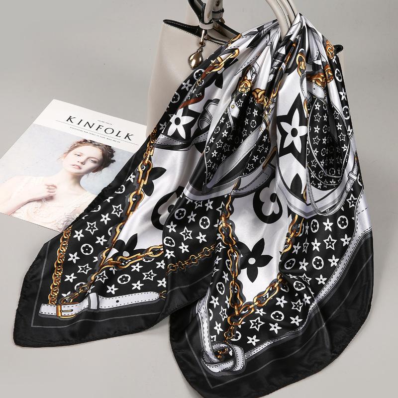 Women Silk Square Scarf Lady Bandana Head Wrap Shawl Satin Foulard Female Large Hijab Neckerchief Scarves Pashmina Headband