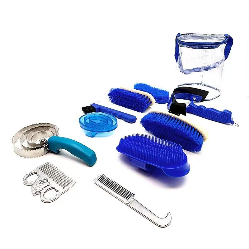 10 Pcs Horse Grooming Kit Complete Horse Brush Set Sweat Scraper Brush Comb Equine Grooming Tools for Shedding & Daily Care