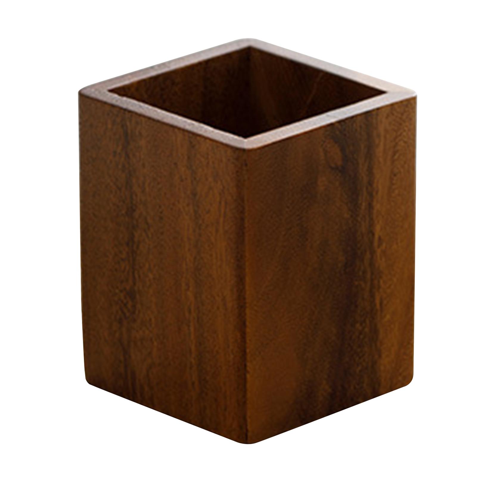 Desktop Storage Wooden Pen HoldersWalnut Large Capacity Pen Holder Box Multifunctional Wooden Pencil Organizer Container Office