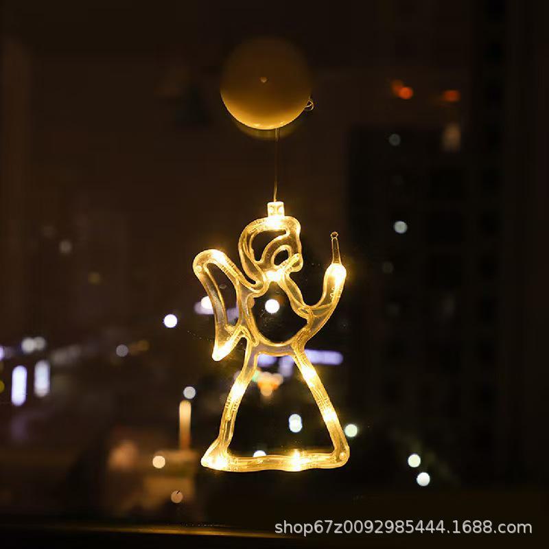 Lampă LED cu ventuză de Crăciun: Decorațiuni cu Moș Crăciun și Reni pentru Ferestre și Copaci