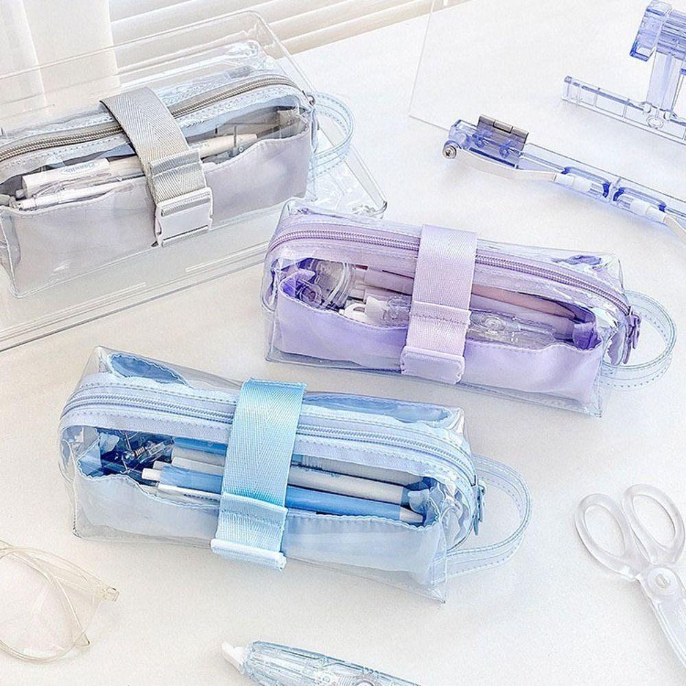 

Transparent Stationery Bag Portable Cosmetic Bag New Pen Bag Student