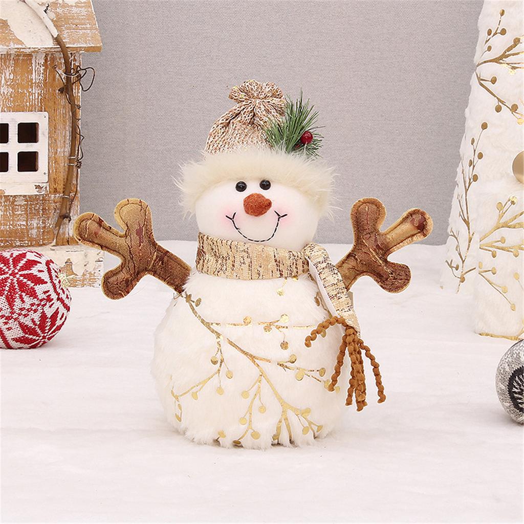 Christmas Snowman Figurines Handmade Stuffed Doll Home Decoration Holiday Party Ornament Household Accessory Daily Use