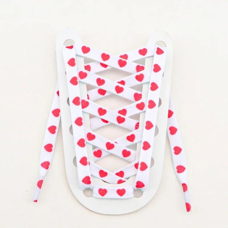 1 Pair Love Heart Shoelaces 8MM Width Laces for Sneakers Kids Adult Rubber Band for Casual Shoes Accessories 120CM/140CM/160CM