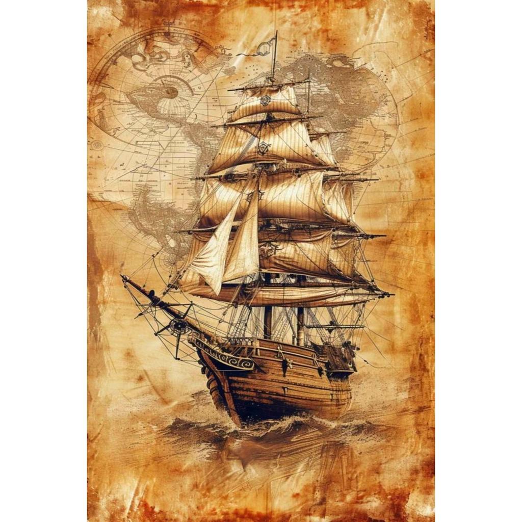 Vintage Nautical Metal Wall Art, Old Sailing Ship Pirate Decor, Home Wall Decor