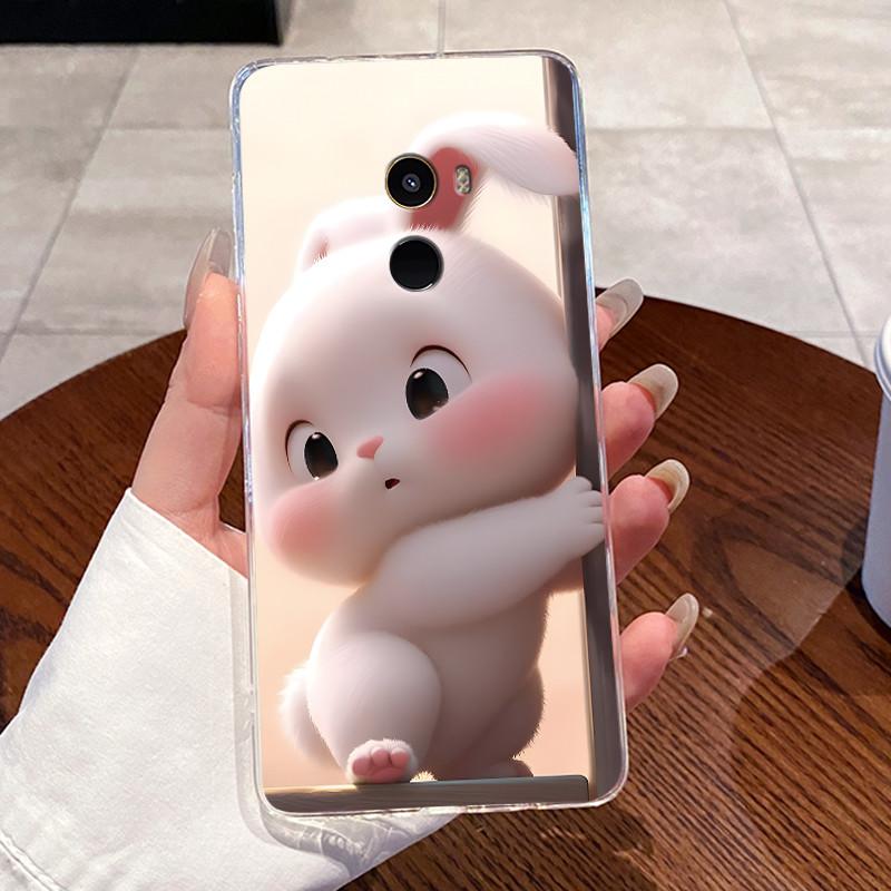 Fundas For Xiaomi Mi Mix 2 Casing Protective Capa Coque Clear Silicone Soft TPU Back Cover Cute Rabbit Cat Dinasaur Phone Case