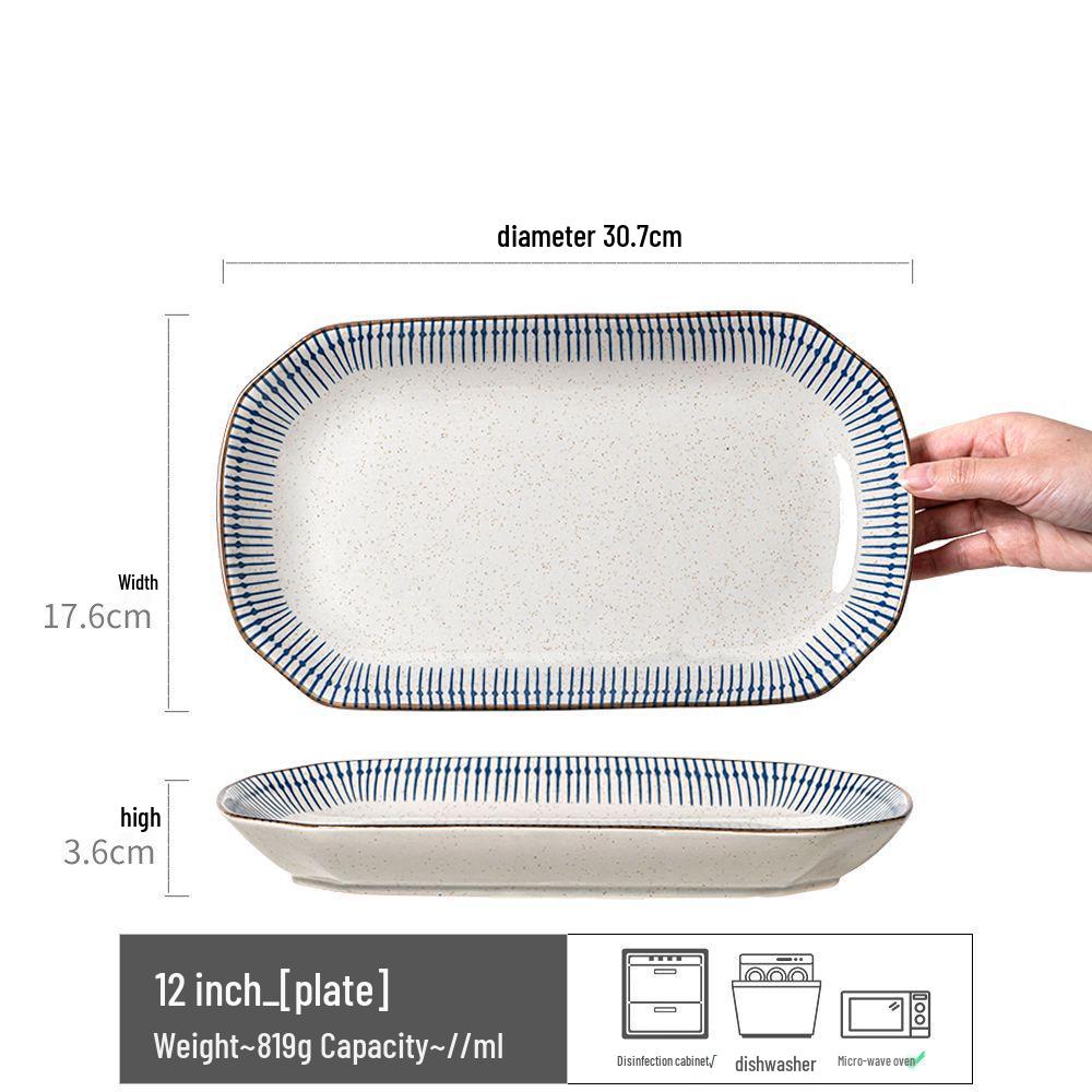 Retro Japanese Bamboo Hat Ceramic Bowl, 7-inch Tableware for Breakfast, Noodles, or Rice.