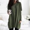 New Autumn Long Sleeved Casual Pocket T-shirt Top for Women's Clothing
