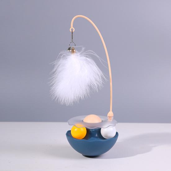 4-in-1 Interactive Cat Feather Toy for Indoor Cats Tumbler Cat Toy with Ball Track Catnip Ball Teasing Feather Kitten Exercise Toy for All Breeds