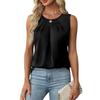 2026 Neue Falten-Rundhals-Bluse Damen Satin Ärmelloses Oberteil Damen Frühling/Sommer Elegant Locker Einfaches Bürohemd Süß Einfarbig Damenbekleidung