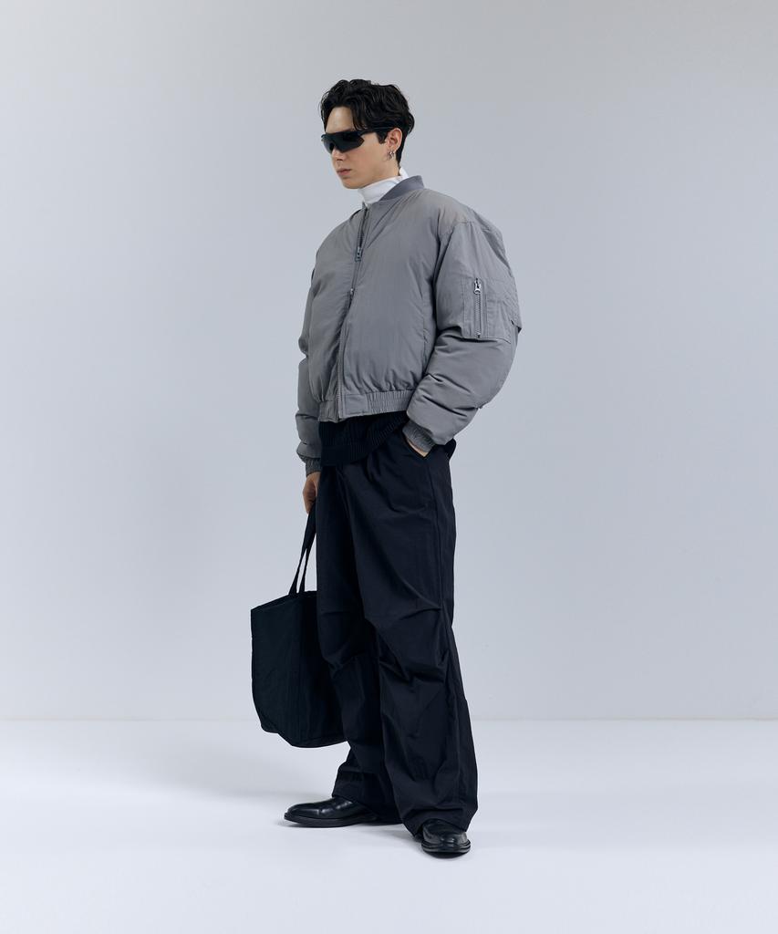 Ironyporno Whiteline 86-Iro300 Padded Ma-1 Oversized Short Padded Jacket Grey