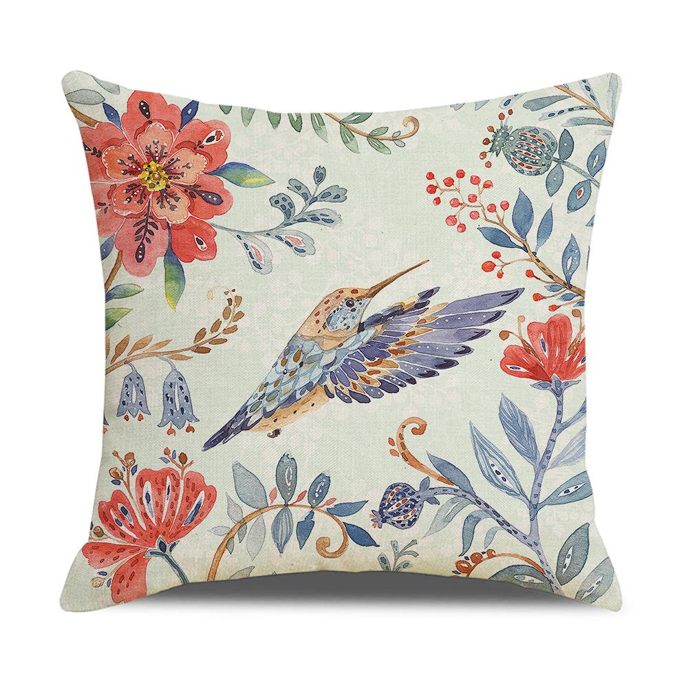 Retro Flower and Bird Pillow Nordic Bed Cushion Pillow Plant Flower Cushion Cover Living Room Sofa Cover Pillow
