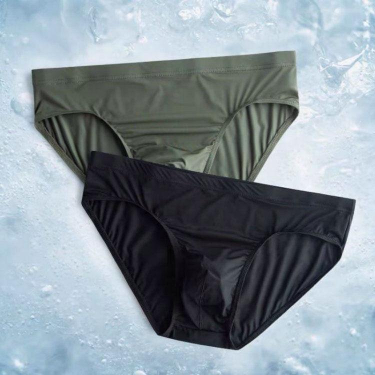 2pcs Men's Ice Silk Sexy Triangle Underwear for Nude Sleeping - Adult Plus Size