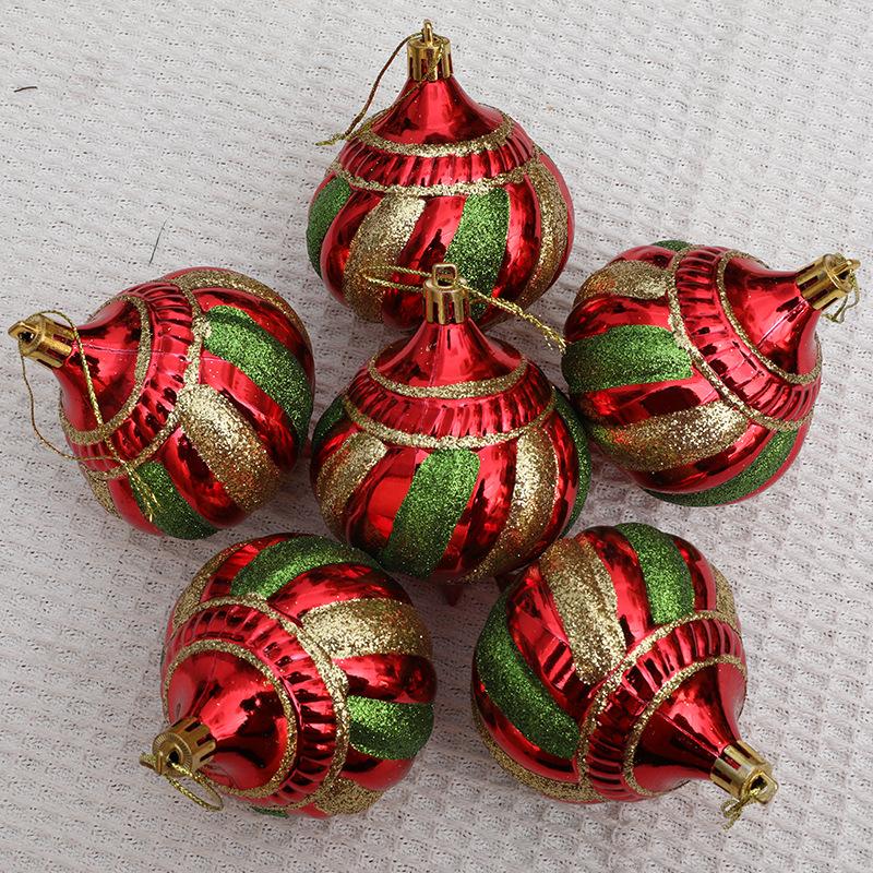 6Pcs Christmas Decoration Onion Shape Ball Christmas Tree Hanging Spiral Cone Ball Ornament