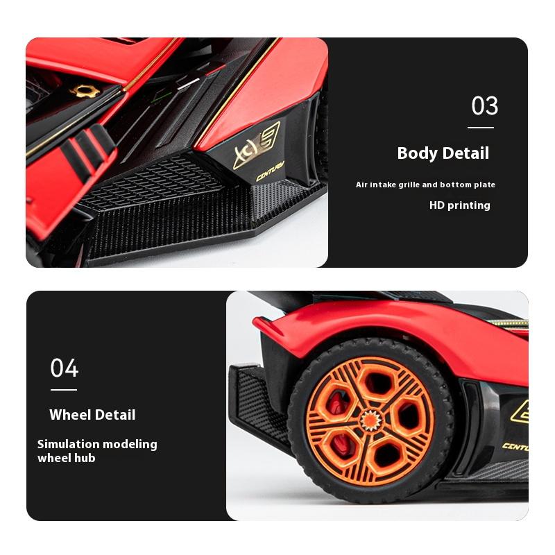 1/32 Scale Lambo V12 Concept Car Alloy Toy Model with Sound, Light & Spring-Back Action - Ideal Gift for Car Lovers & Kids Alike